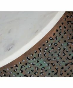 H & G Marble And Iron Side Tables