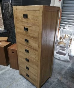 Megaria Chest Of Drawers Oak 7 Drawer Slim Boy