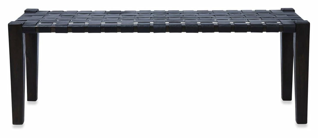 H & G Leather Woven Bench Black Benches 2 H & G Leather Woven Bench Black Benches