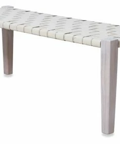 H & G Leather Woven Bench Black Benches 15 H & G Leather Woven Bench Black Benches