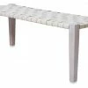 H & G Benches Leather Woven Bench Ivory