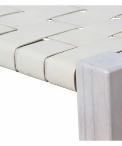 H & G Benches Leather Woven Bench Ivory 23 H & G Benches Leather Woven Bench Ivory