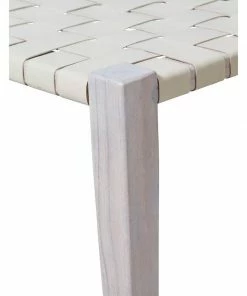H & G Benches Leather Woven Bench Ivory 24 H & G Benches Leather Woven Bench Ivory