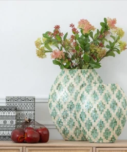 Alliance Homewares Green And White Vase