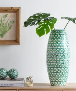 Alliance Green And White Vase-Tall