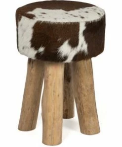 H & G Stools Cow Hide Low Stool