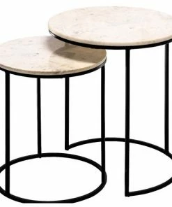 H & G Marble Side Tables X 2