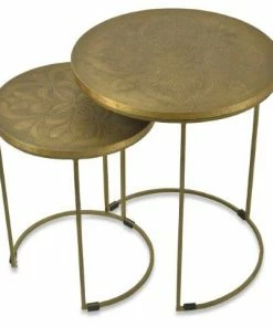 H & G Jafar Set Of 2 Side Tables-Brass