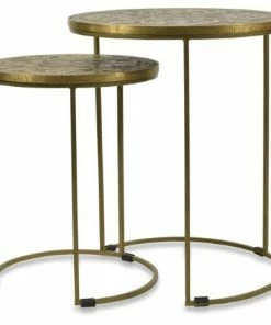 H & G Jafar Set Of 2 Side Tables-Brass