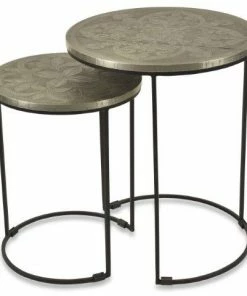 H & G Jafar Set Of 2 Side Tables-Silver