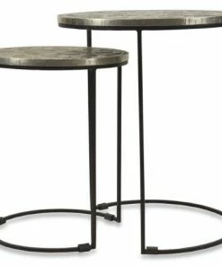 H & G Jafar Set Of 2 Side Tables-Silver